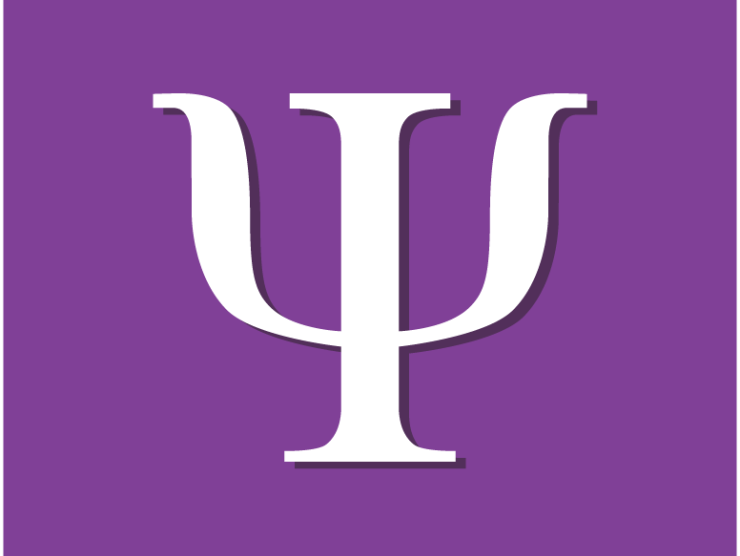 purple field with white greek character psi