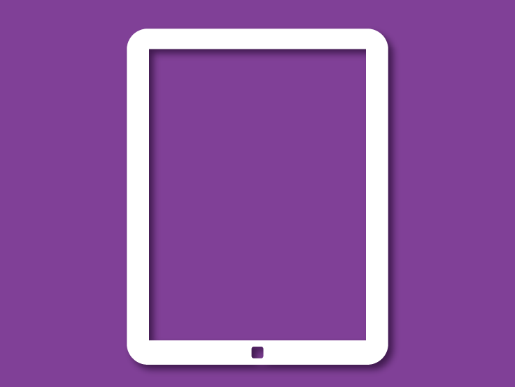 purple field with white outline of a generic tablet