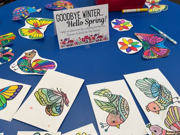 A Table with spring crafts