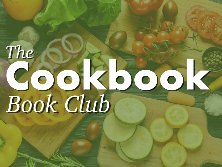 image of vegetables on a cutting board with a light green overlay and the words 'the cookbook club' in white over-top the image