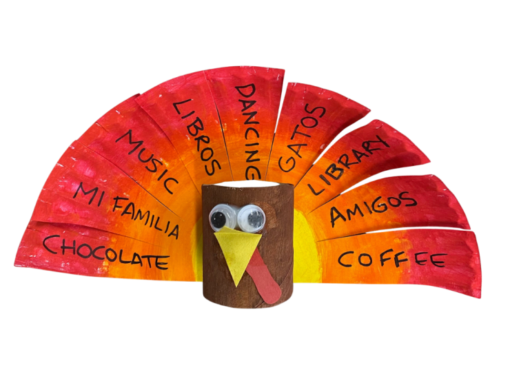 This is a picture of a turkey made from a paper plate and paper towel roll.